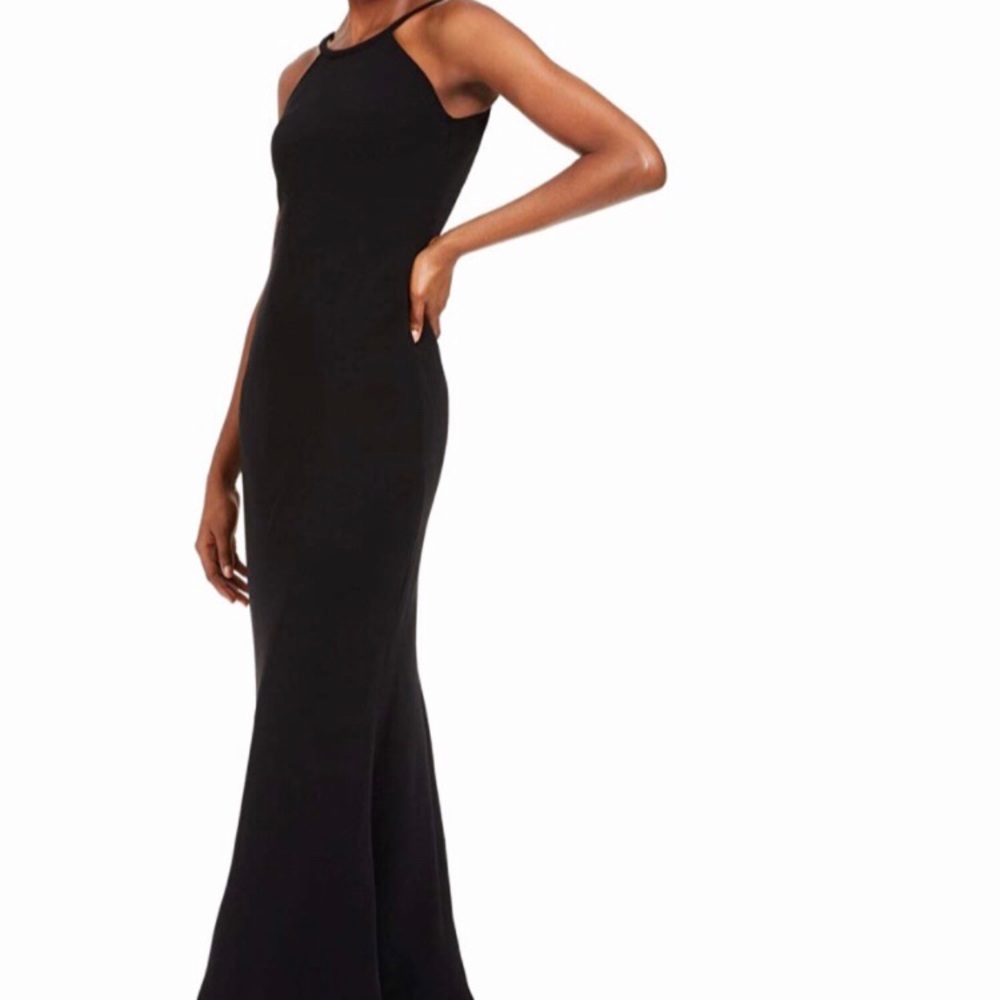 Calvin Klein Black open-back sheath gown
